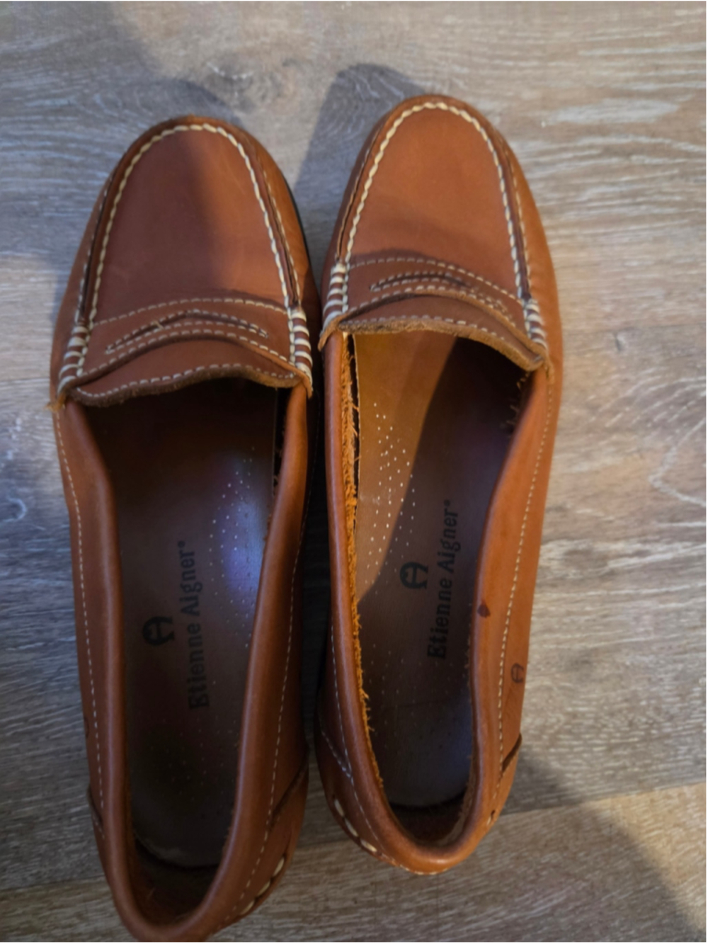 Women's Etienne Aigner Brown Leather Loafers Size 7.5